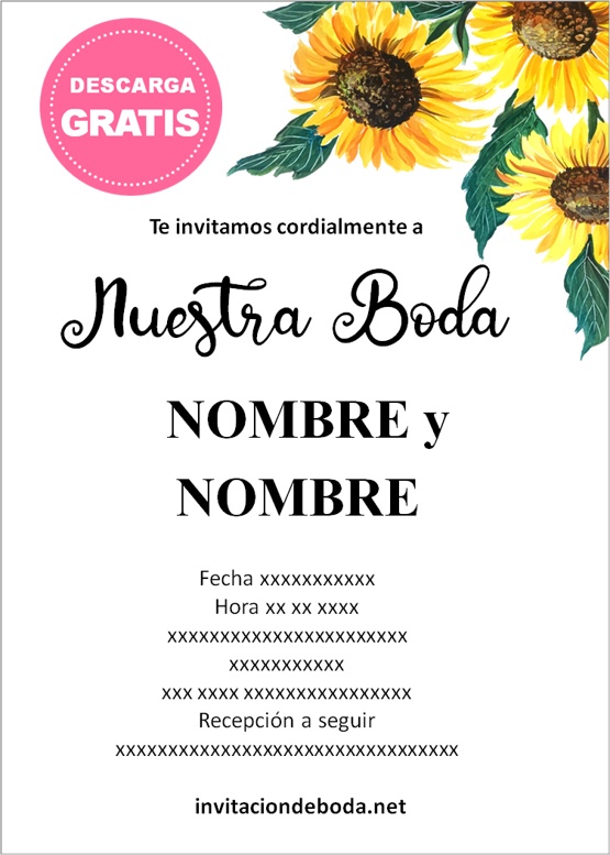 Invitaciones de Boda Girasoles Invitaciones De Boda